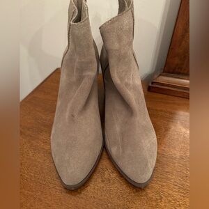 BP Women’s Suede Ankle Booties - Block Heel Zip Closure